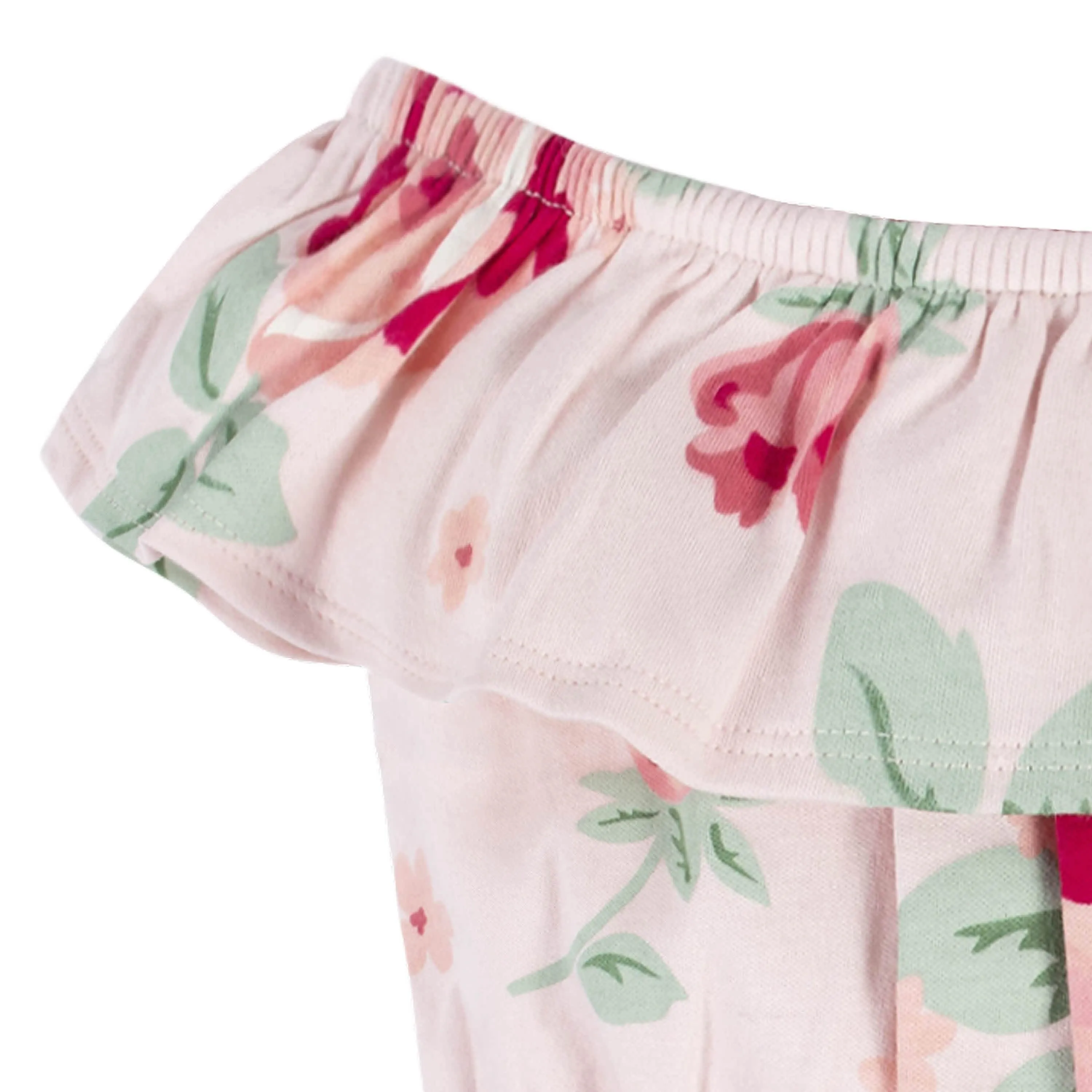 2-Piece Baby Girls Pink Garden Wide Neck Sunsuit Romper & Headband Set