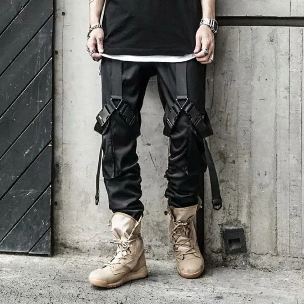 ContiNent 33 Joggers Cargo Pants for Men Casual Hip Hop Hit Color Pocket Male Trousers Sweatpants Streetwear Ribbons Techwear Pants