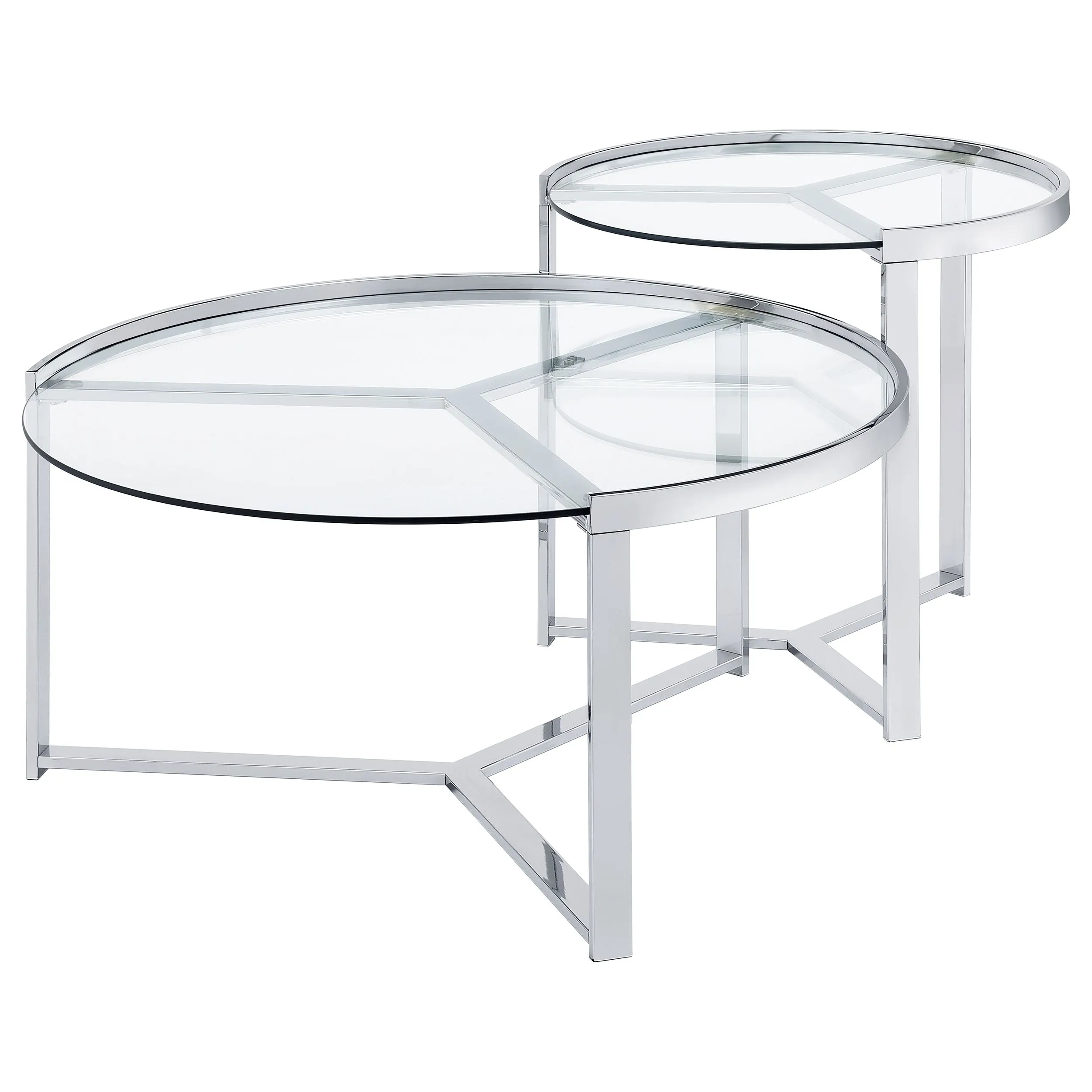 Delia 2-Piece Round Glass Top Nesting Coffee Table Chrome