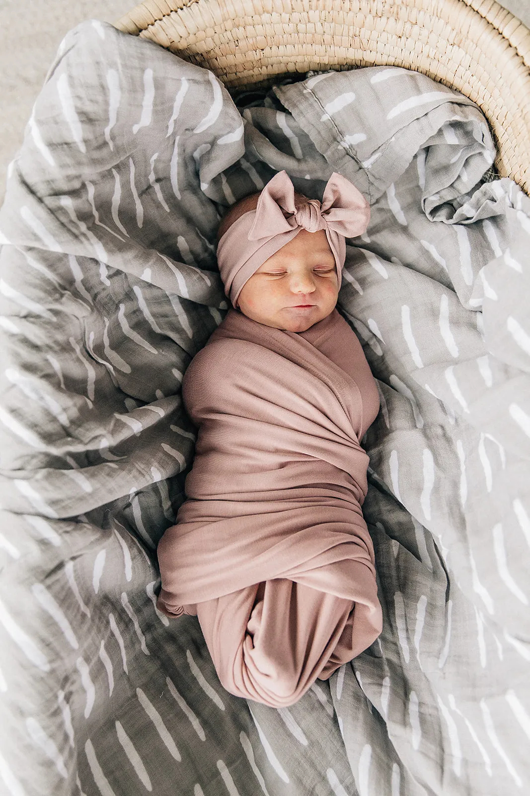 Dusty Rose Bamboo Swaddle & Head Wrap Set