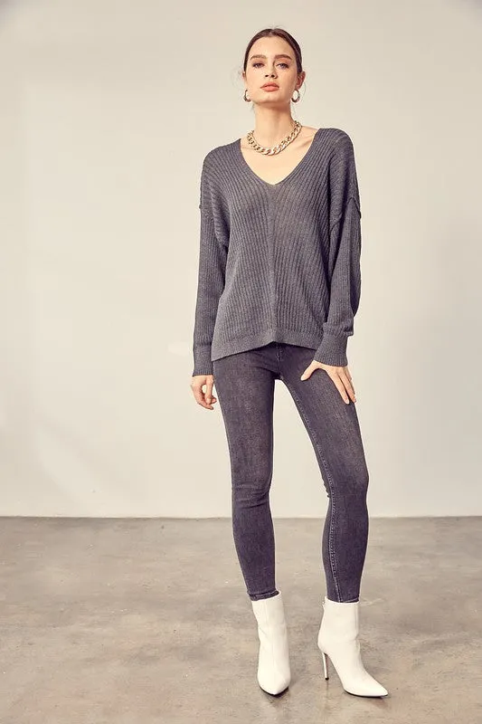 Mustard Seed Junior V-Neck Knit Top