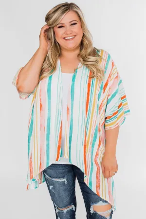 Summer Sunset Kimono- Blue & Orange