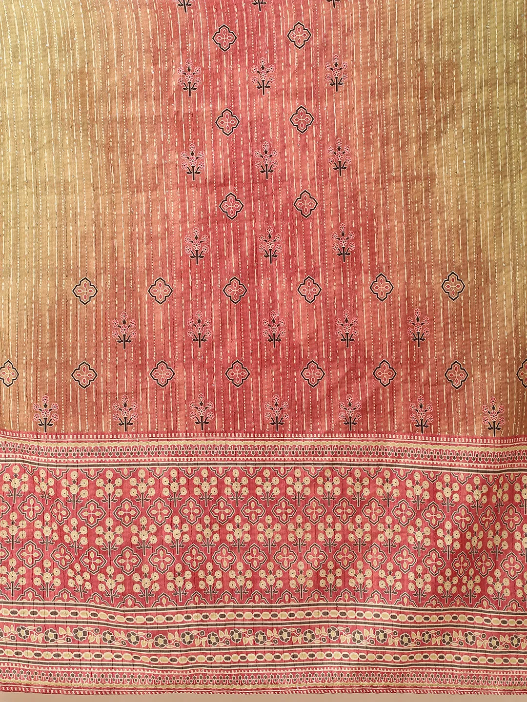 ZOLA Round Neck Muslin All Over Dabu Print Mehandi Straight Kurta Set with Dupatta For Women